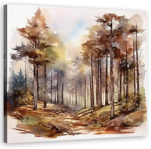 Feeby Leinwand Bilder - Herbst Waldbäume Natur - Canvas 30x30 cm - Deko Wohnzimmer - Wandbilder Schlafzimmer - Deko Aesthetic - Wand Deko - Leinwand Groß - Deko Zimmer - Leinwandbilder XXL