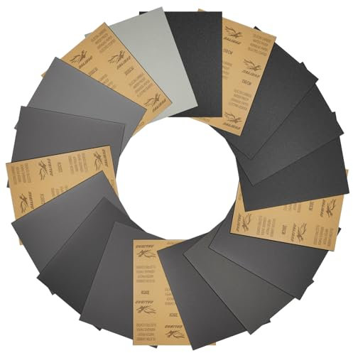 Ensemble Papier Abrasif 120-3000 Grain | 18 Feuilles Oxyde Aluminium Humide/Sec | Carrosserie/Meubles/Métal/Peinture | 23x28cm | Anti-Colmatage Professionnel