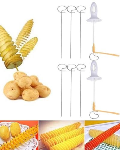 Thapncow Kartoffel Spiralschneider, Potato Twister Spiralschneider Edelstahl, Kartoffelschneider, Spiral Chips Cutter, für Obst, Kartoffeln, Tornado Chips, Gurken Oder Karotten