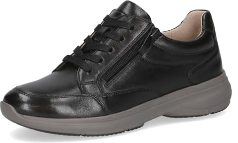 Caprice Damen Sneaker flach aus Leder mit Reißverschluss, Schwarz (Black Nappa), 36 EU