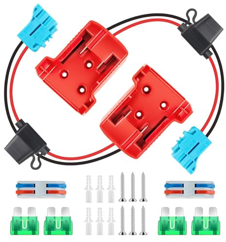Power Wheel Adapter for Milwaukee M18 18V Battery, Battery Converter Kit with Fuse Holder, Wire Terminals, Fuses and 12AWG Wire for RC Cars