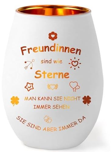 Windlicht mit Gravur Beste Freundin Geschenke, Teelichthalter für Freundin Geburtstag, Windlicht Glas mit Spruch, Personalisierte Geschenke für Frauen Freundinnen BFF