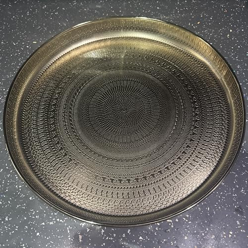 35cm round gold metal serving tray antique hammered style fruit bowl tray platter