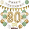 Luftballon 80. Geburtstag Salbeigrüne Folienballon Luftballon Zahlen 80. Geburtstagsdeko Männer Frau 80 Jahr Riesen Folienballon Zahl 80 Ballon 80 Deko zum Geburtstag Dekoration Grün Weiß Gold