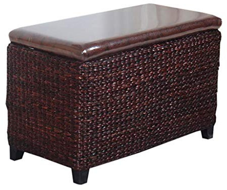 Ottomane Rattan Storage Ottoman Bank, handgefertigter Aufbewahrungshocker, Ende der Bettbank, Weidenfußstützenhocker, Spielzeugspeicherbox, Leder Ottoman A 61x30x40 cm (24x12x16inch) powerfully