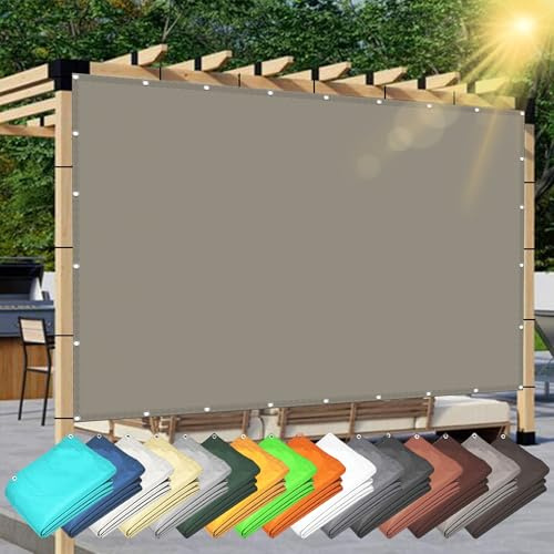 Voile D’Ombrage 2.2 x 4.5 m Imperméable UV Protection Polyester Brise Vue Jardin Exterieur avec Œillets Rideau de Soleil pour Patio Jardin Terrasse Extérieur, Taupe