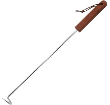 Food Flipper Pigtail Fleischflossen | Fleischflipper Grill Edelstahl - Kochgadget, Food Twister mit Holzgriff für , Rippen