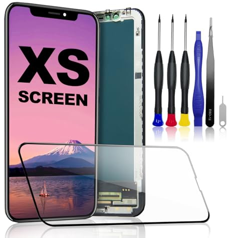 PartageFix iPhone XS Display – Komplettes Ersatz-Set LCD 5,8 Zoll FHD + Touchscreen – kompatibel mit Modell A1920, A2097, A2098, A2099, A2100 (professionelle Montage, Werkzeuge im Lieferumfang
