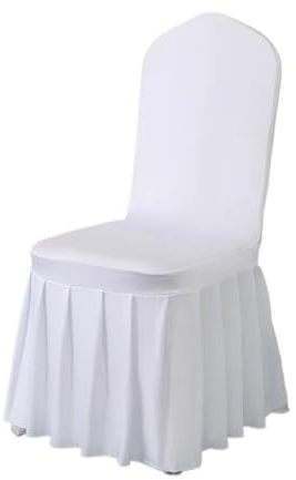 50 Stück Spandex Stuhlhussen mit Faltenrock – Elegante weiße Sitzschoner für Hochzeiten, Bankette, Partys & Events – Esszimmer-Dekoration