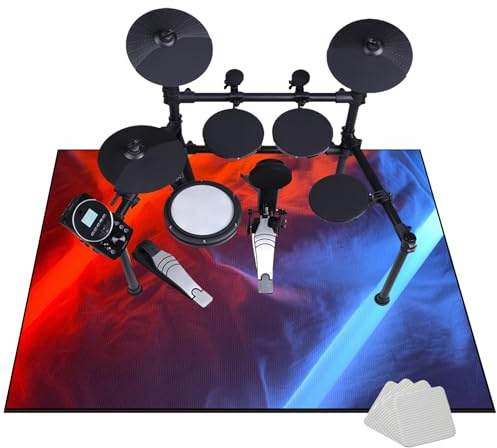 Schlagzeugteppich Elektrisches Schlagzeug Teppich Drum Teppich Professionelles rechteckiges Schallschutz Trommelmatte Music Carpet Innen und Außen Trommelteppich für Studio Wohnung 100 x 80 cm
