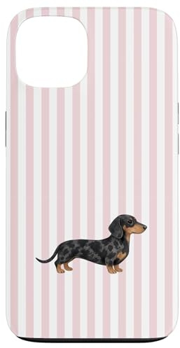 Teckel Rose rayé Noir et Brun Clair Coque pour iPhone 13
