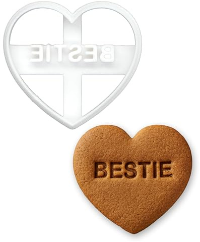 BAKERLOGY “Bestie” Conversation Heart Cookie Cutter – Fun Friendship Baking Tool for Best Friends, Fondant & Cute Treats