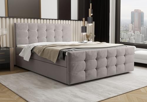 B&B HOME Boxspringbett Coria III, mit Bonellfederung H3, Bettkasten, Kopfteil und Topper, 180x200 (velutto1)