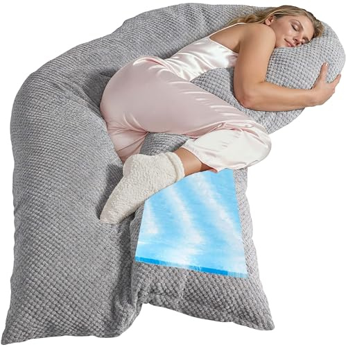 Traumreiter Seitenschläferkissen Visco XXL langes Wendekissen Memory Foam [orthopädisch] + Watte Seite | Schwangerschaftskissen zum Schlafen, Stillkissen Kissen, Komfortkissen mit Bezug Silber Deluxe