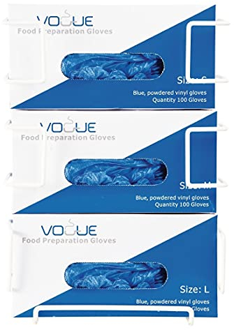 Vogue Distributeur 3 niveaux pour gants jetables, blanc, taille : 360 x 260 x 105 mm, porte gants jetables mural, fourni avec fixations, usage commercial et domestique, GC960