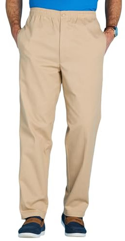 Chums Men's Cotton Rugby Trousers with Elasticated Waistband & Drawcord, Smart Casual Comfort Stretch Fitting Pants Sand 50W / 31L