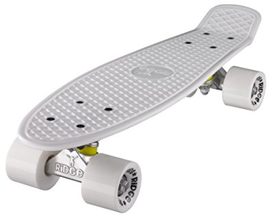Ridge Skateboard 55 cm Mini Cruiser Retro Stil In M Rollen Komplett U Fertig Montiert Weiss