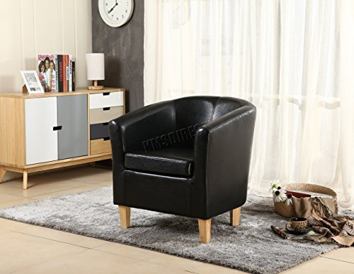 WestWood Faux Leather Tub Chair Armchair Dining Living Room Lounge Office Modern Furniture Black New
