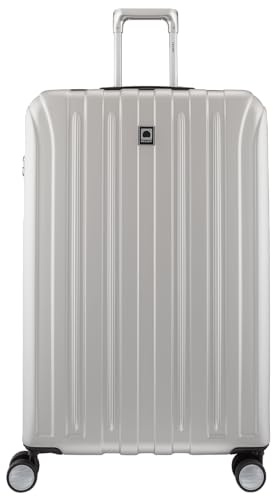 DELSEY Paris Hartschalen-Trolley aus Titan mit drehbaren Rädern, Silber, Checked-Large 29 Inch, Erweiterbares Gepäckstück aus Titan mit Drehrollen
