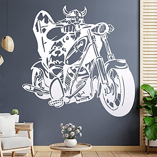 Wikinger Biker Wandtattoo in 6 Größen - Wandaufkleber Wall Sticker - Dekoration, Küche, Wohnzimmer, Schlafzimmer, Badezimmer