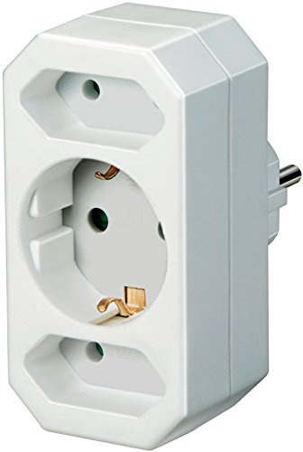 Brennenstuhl Adapterstecker Euro 2 + Schutzkontakt 1 weiß, 1508050 (5, 2)
