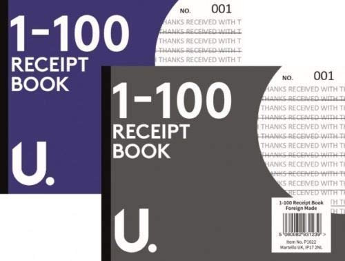 Half Size Duplicate Receipt Book Numbered Cash 1 - 100 Pages Pad Carbon Invoice