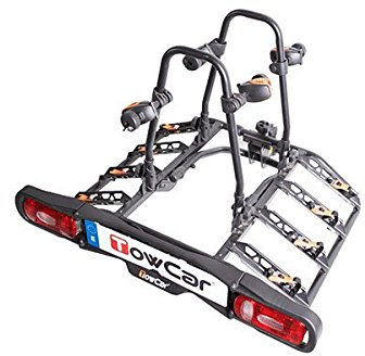 TowCar T4 Fahrradträger für Anhängerkupplung – ideal für Familien, Platz für 4 Fahrräder, abklappbar, abschließbar, für E-Bikes geeignet, vormontiert, 60 kg Traglast, top Komfort