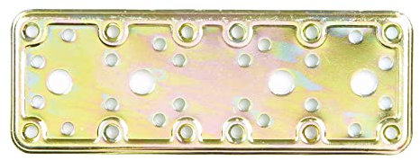 Amig - Placa Perforada de Unión - 185 x 65 x 2.2 mm - Fijación de Estructuras de Madera - Para Uniones Pilar-Viga, Empalmes y Reparaciones - Acero Bicromatado