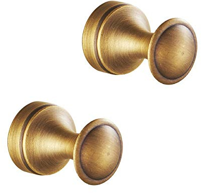 TentHome 2 Stück Antik Handtuchhaken Garderobenhaken Retro Wandhaken Messing Badhaken Bademantelhaken, Bronze Golden