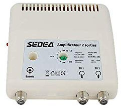 SEDEA Amplificateur intérieur 18dB réglable 2 Sorties antenne TNT TV rateau Signal