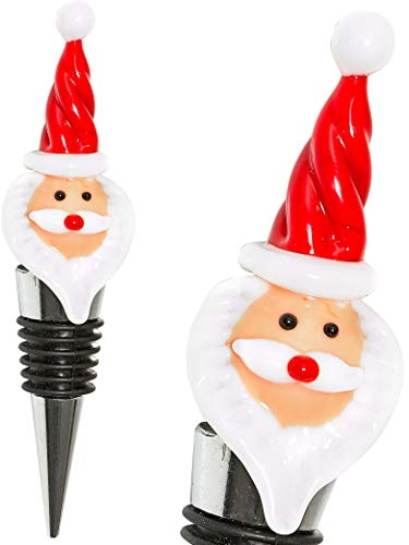 PrestigeHaus Glas-Weinflaschenverschluss Weihnachtsmann (20+ Designs zur Auswahl) – Bunt, einzigartig, handgefertigt, auffälliger Deko-Glas-Weinflaschenverschluss