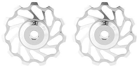 Desviador trasero de bicicleta, rodamiento sellado 11T/13T Rueda de Polea de desviador trasero Juego de rodamientos de cerámica para la mayoría del desviador trasero en el mercado(Plata 11T)