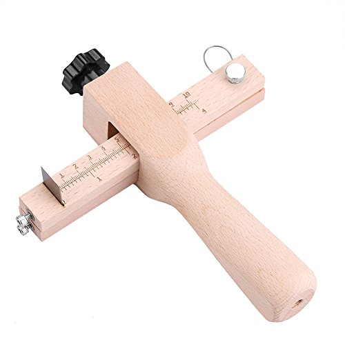 Leder Schneidwerkzeug, Riemenschneider Einstellbare Holz Leder Lederband Cutter mit Skaliertes Lineal DIY Bastelwerkzeuge Strap Cutter Einstellbares Schneidwerkzeug mit 5 Klingen