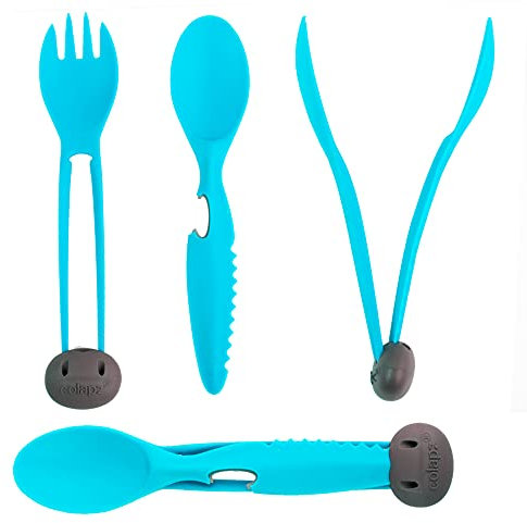 Colapz Blue 7-in-1 Travel Cutlery Set - Camping Cutlery Set - Cutlery for Lunch Box Set - Portable Cutlery Set and Case - Fishing Cooking Set - Camping Accessories