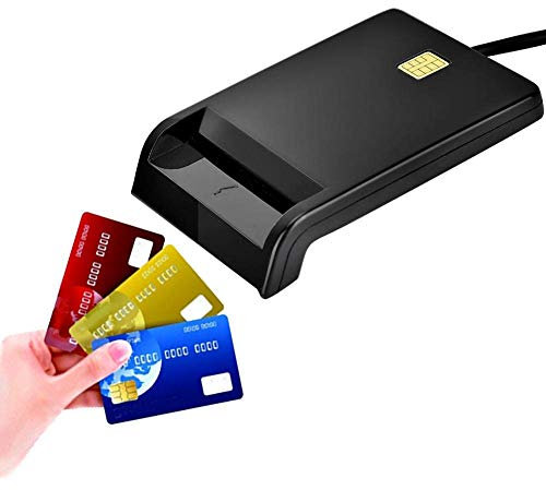 Smart Multi-Card Reader USB2.0 LED Operating Card Writer&Reader for DNIE, ATM, IC, ID, CAC, SIM, Smart Card, Tax Card (Black)