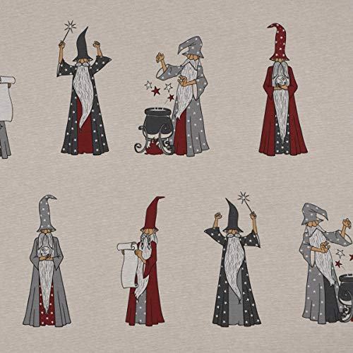 SCHÖNER LEBEN. Dekostoff Ottoman Canvas Druiden Magier Zauberer beige blau rot 1,40m
