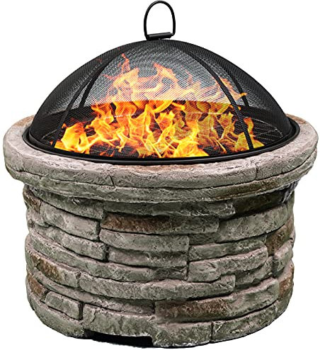Homeology Fireology SAMUI - Braciere e barbecue con finitura in pietra ecologica