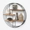 Vivol Etagere Murale Ronde en Métal Noir - 4 Tablettes en Bois - 50x11 cm