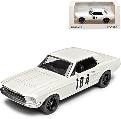 Norev Ford Mustang I 2. Generation Coupe Weiss mit Nr 184 1967-1968 1/43 Modell Auto mit individiuellem Wunschkennzeichen