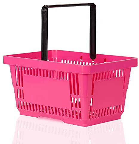 Einkaufskorb 22l Handkorb mit Tragebügel | Kunststoffkorb stapelbar | Tragekorb stabil | Plastikkorb lebensmittelgeeignet | Shopping-Basket (pink)