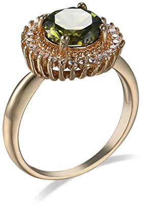 Aotiwe Claddagh Ring Gold, Geschenke Frauen Einfach Vergoldet mit Grün Runden Zirkonia Größe 52 (16.6) für Valentinstag