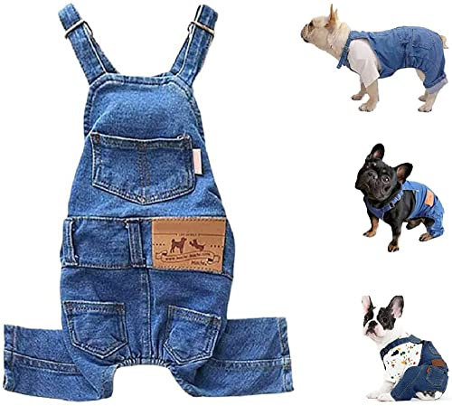 2022 Tiktok Salopette Di Jeans Per Cani, Cucciolo Di Jeans Giacca Sling Tuta Costumi, Camicie Per Cani Vestiti Salopette Di Jeans, Per Cani Di Piccola Taglia Media Gatti Ragazzo Ragazza (XXL,Blu)
