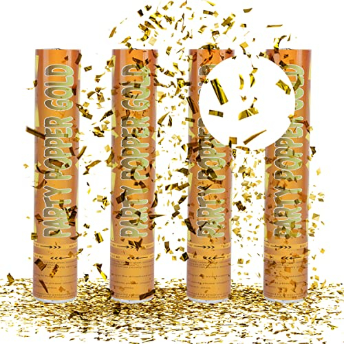 Konfettikanone Gold, XiXiRan 4pcs Konfetti Shooter, Konfettikanonen Hochzeit, Party Popper Silber, Confetti Cannon, Handheld Konfetti Rohr, Konfetti Bombe, Party Konfettikanone, Konfetti Pistolen Set