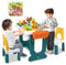 LZQ 5-in-1 Kindertisch mit Stühle Set Kinder Tisch Stuhl Spieltisch mit Bausteine und 2 Stühle Doppelseitiger Tischplatte Multifunktionaler Aktivitätstisch mit Stauraum für Lernen Lernspiele