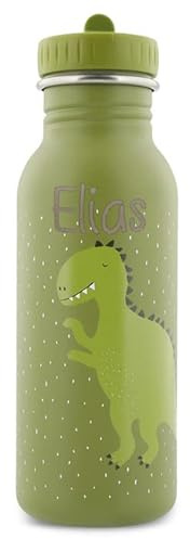 Personalisierte Trinkflasche aus Edelstahl von Trixie Baby Gravur des Namens (500 ml, Dino)
