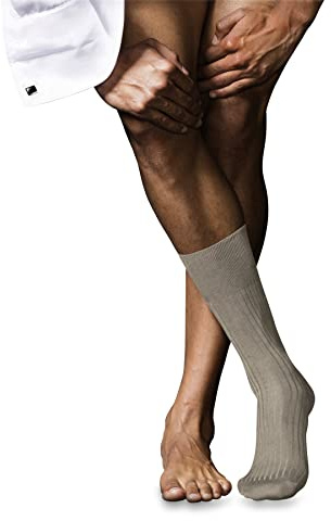 FALKE Herren Socken No. 10 M So Pure Fil d´Écosse Baumwolle einfarbig 1 Paar, Beige Wheat Melange 4087, 41-42