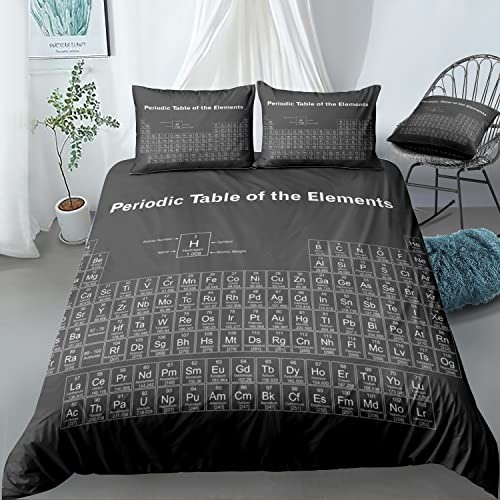 NDXRWDZR Bettwäsche 135x200 Schwarzes Periodensystem Bettwäsche-Set mit Reißverschluss Schließung Bettbezug für Kinder Mädchen Weicher Atmungsaktive Mikrofaser Bettwäsche + 2 Kopfkissenbezug 80x80 cm