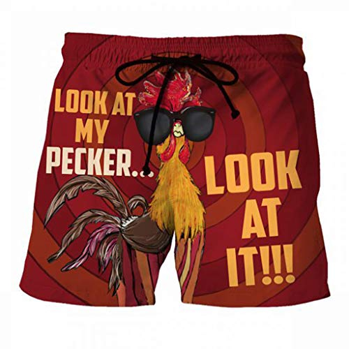 Badeshorts Herren Schnelltrocknend Mit Seitentasche, Gestreift Muster Truthähne Kurz Große Größen Schwimmhose Beach Shorts Hawaii (Red-A, XXXXL)