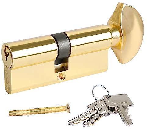 DIDA® 70mm(35T/35) Thumb Turn Euro Cylinder Lock,UPVC Barrel Lock with 3 Keys Anti-Pick,Anti-Bump,Anti-Drill,High Security,Polished Gold Finish,Suitable for All Door Types,BS EN 1303:2005