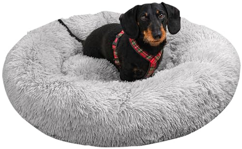 Caveli Pet Products Orthopädisches Hundekissen Mittelgroße Hunde bis 20 kg, M, 80cm, Grau, Flauschiges Hundekörbchen Kuschelbett